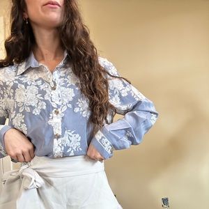 MAEVE BY ANTHROPOLOGIE 100% silk button down floral boho SZ 4